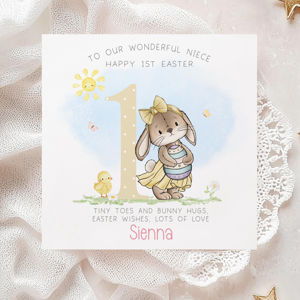 Lemon Bunny Baby's First Easter Card 2026 for Baby Girl – photo 3