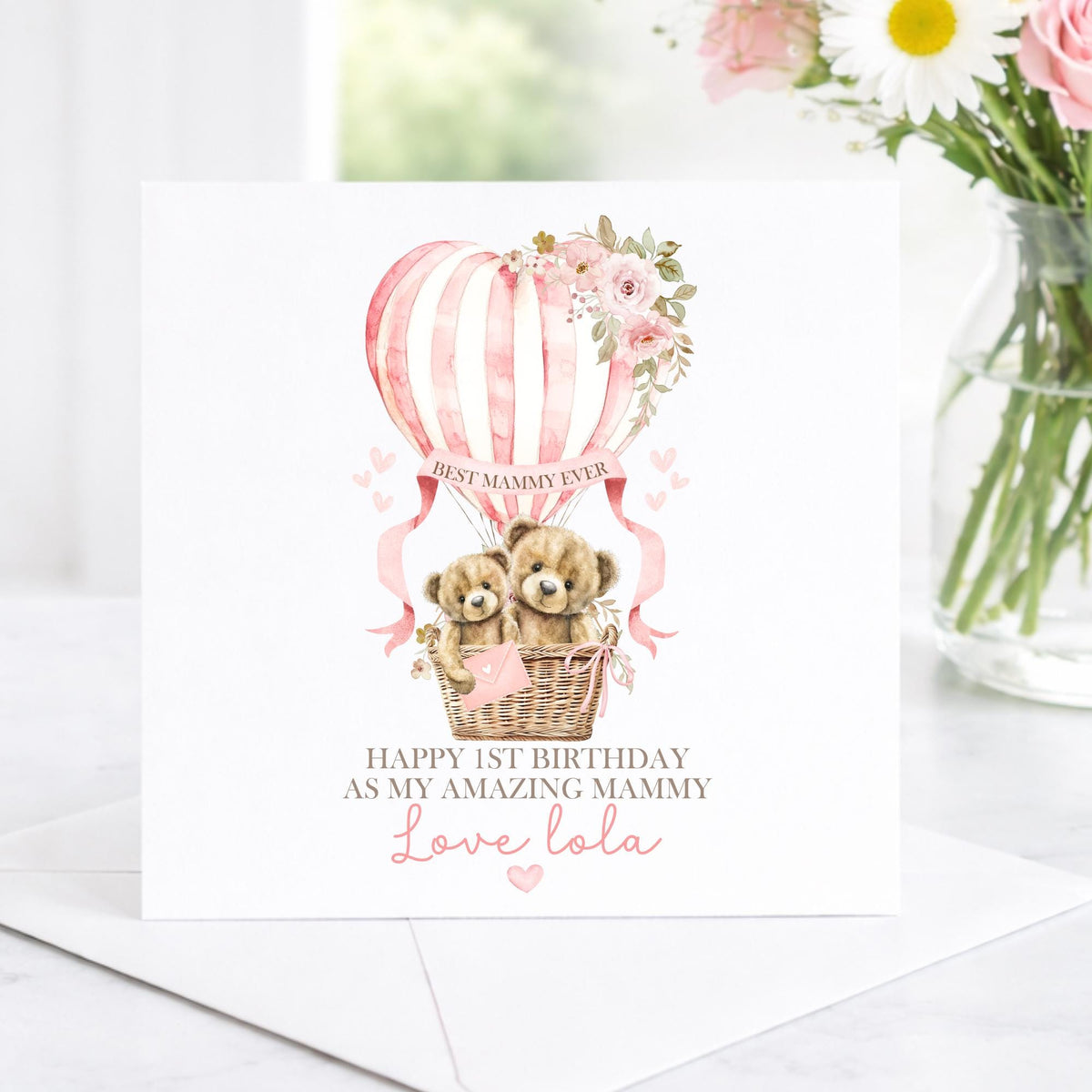 Hot Air Balloon Bears 1st Birthday as My Mummy or Nanny Card – photo 5