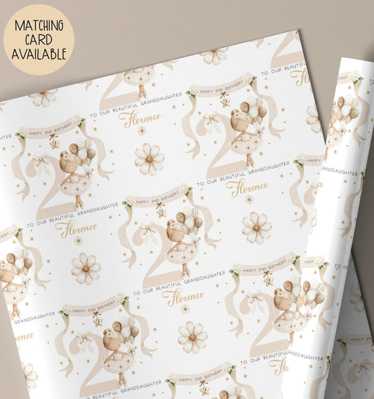 Girls ballerina 2nd birthday wrapping paper