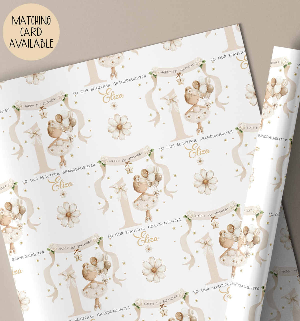Neutral Ballerina Teddy 1st Birthday Card for Girls – photo 4