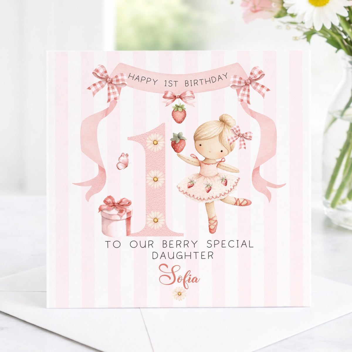 Strawberry Ballerina Berry First Birthday Card for Girls – Cotton and Twigg