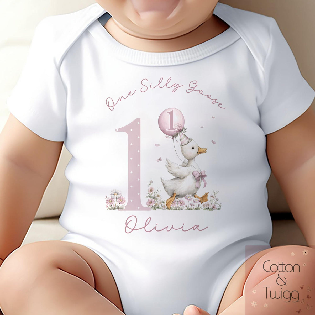 Silly Goose First Birthday Top for Girls