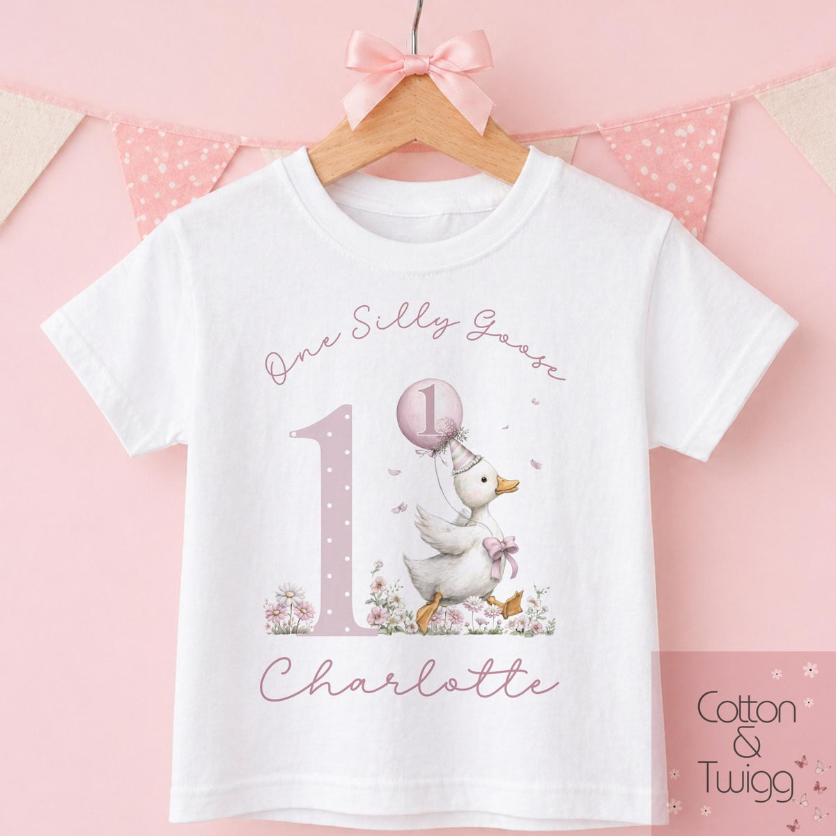 Silly Goose First Birthday Top for Girls