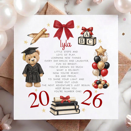Teddy Graduate & Balloons Nursery Graduate Card – Pre-School Leavers – Cotton and Twigg