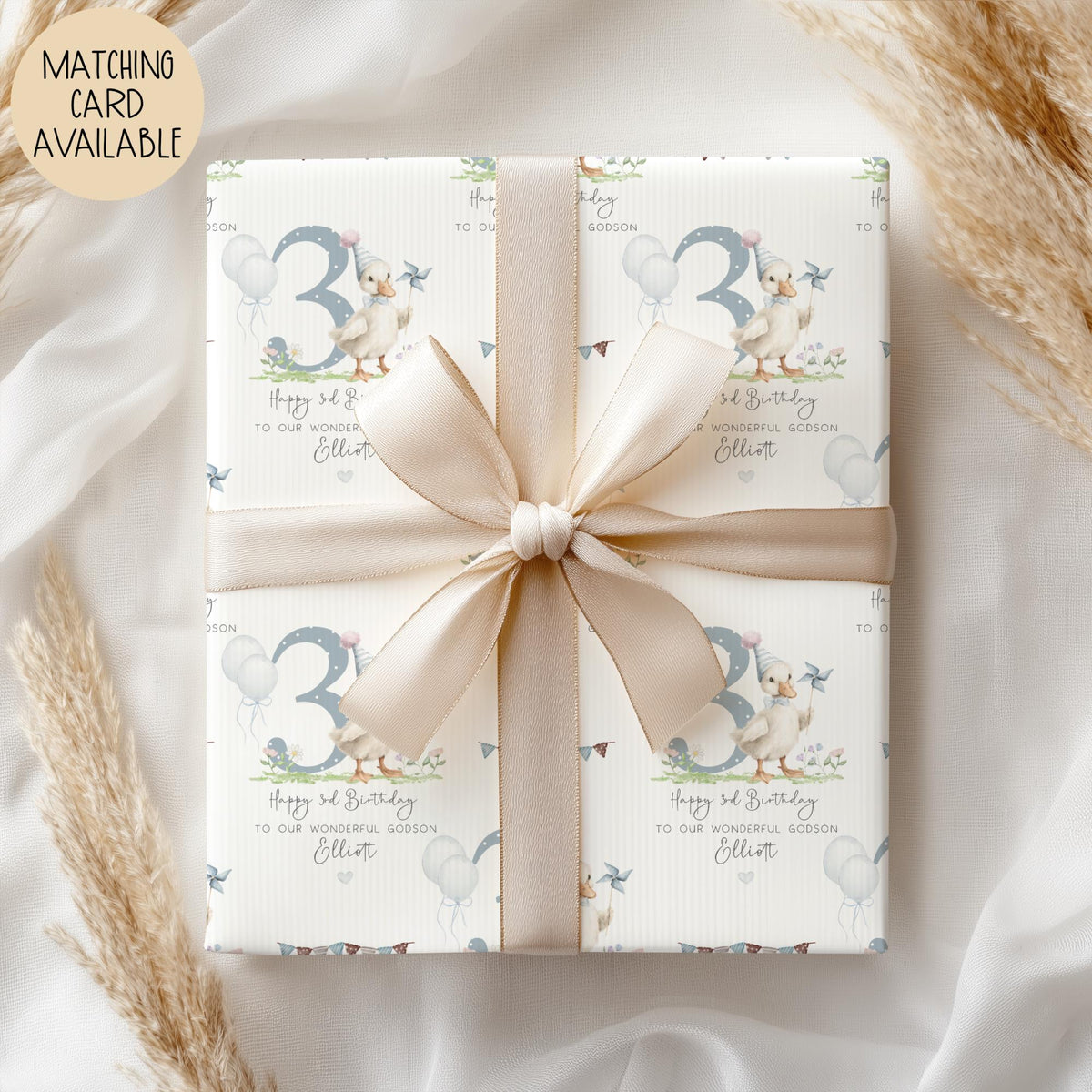 Boys balloon goose 2nd birthday wrapping paper