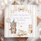 Boys teddy train 1st birthday wrapping paper