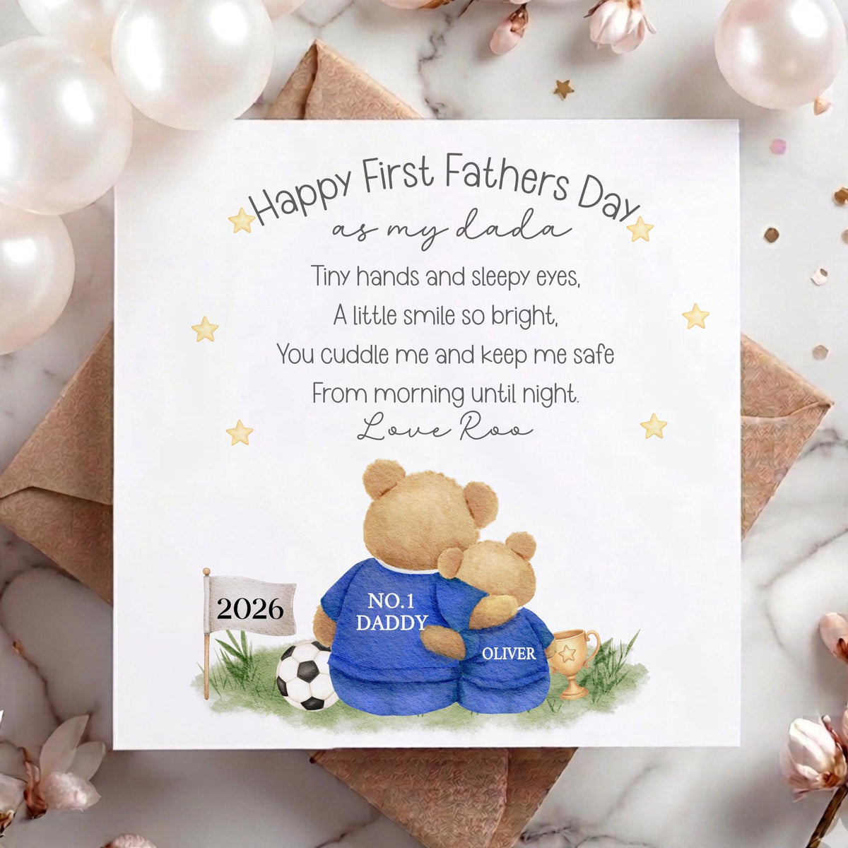 Teddy Footballer 1st Father's Day Card as My Daddy – Team Colours – photo 4