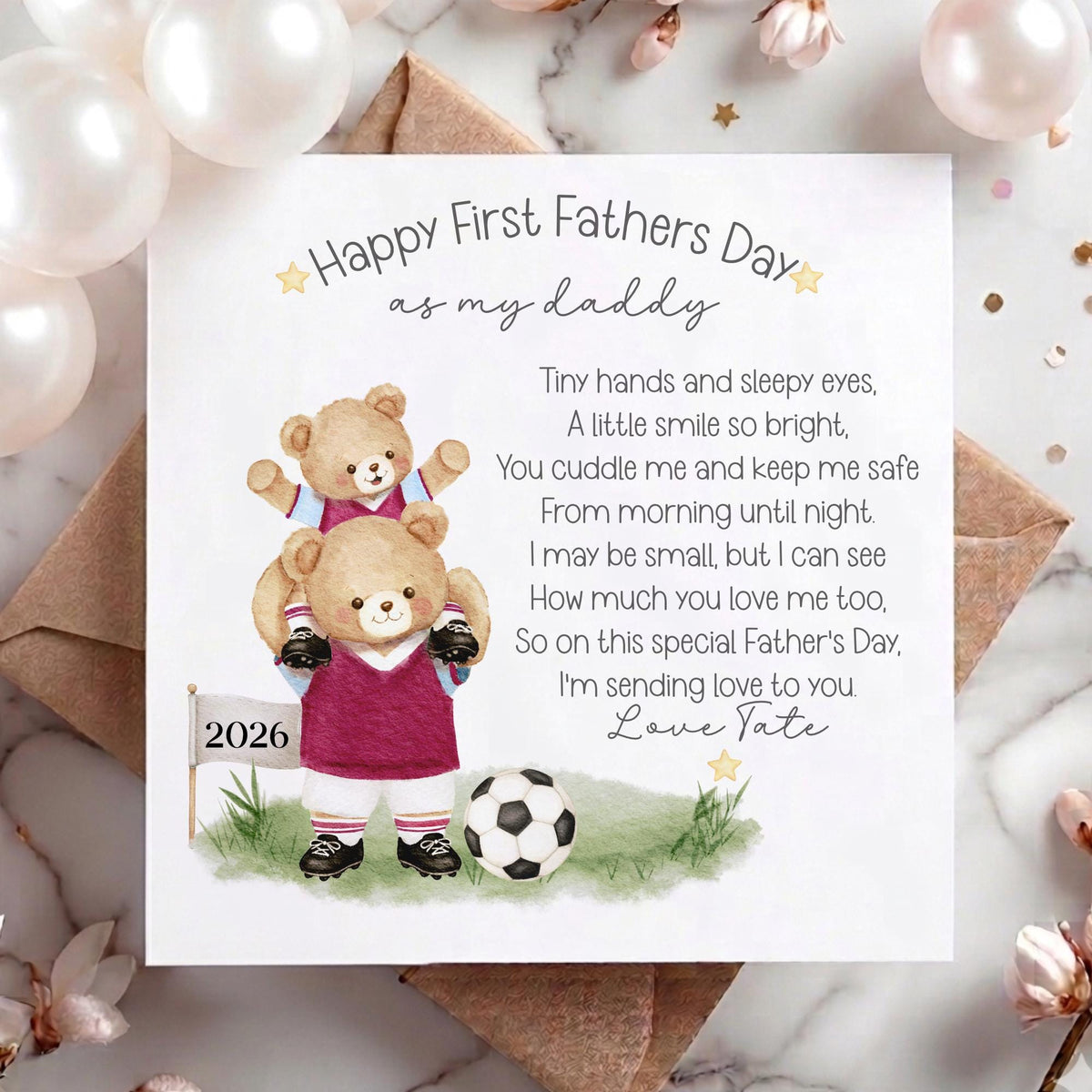Teddy Footballer Bunting 1st Father's Day Card as My Daddy – photo 3