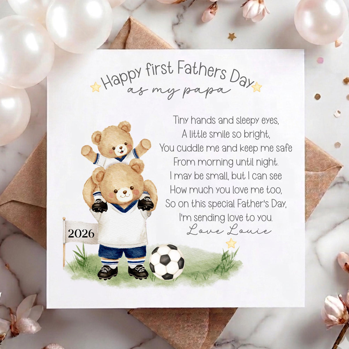 Teddy Footballer Bunting 1st Father's Day Card as My Daddy – photo 5