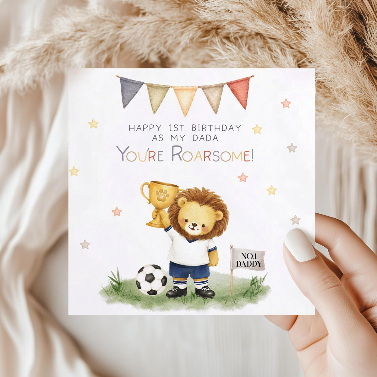 Lion Footballer You're Roarsome 1st Birthday as My Daddy Card – photo 2