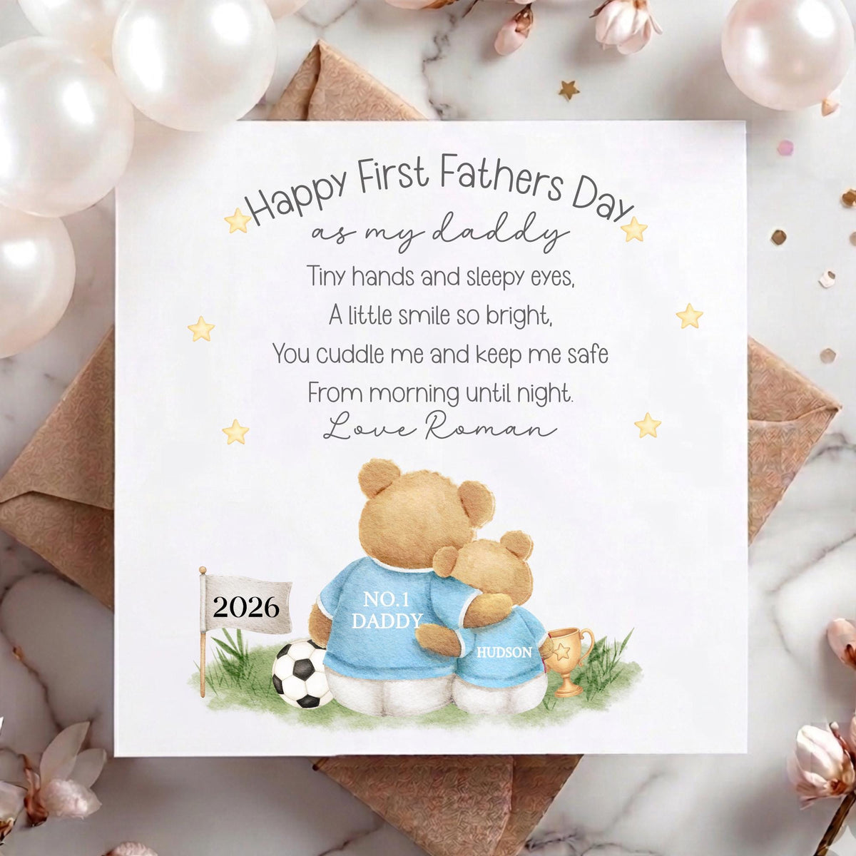 Teddy Footballer 1st Father's Day Card as My Daddy – Team Colours – photo 3