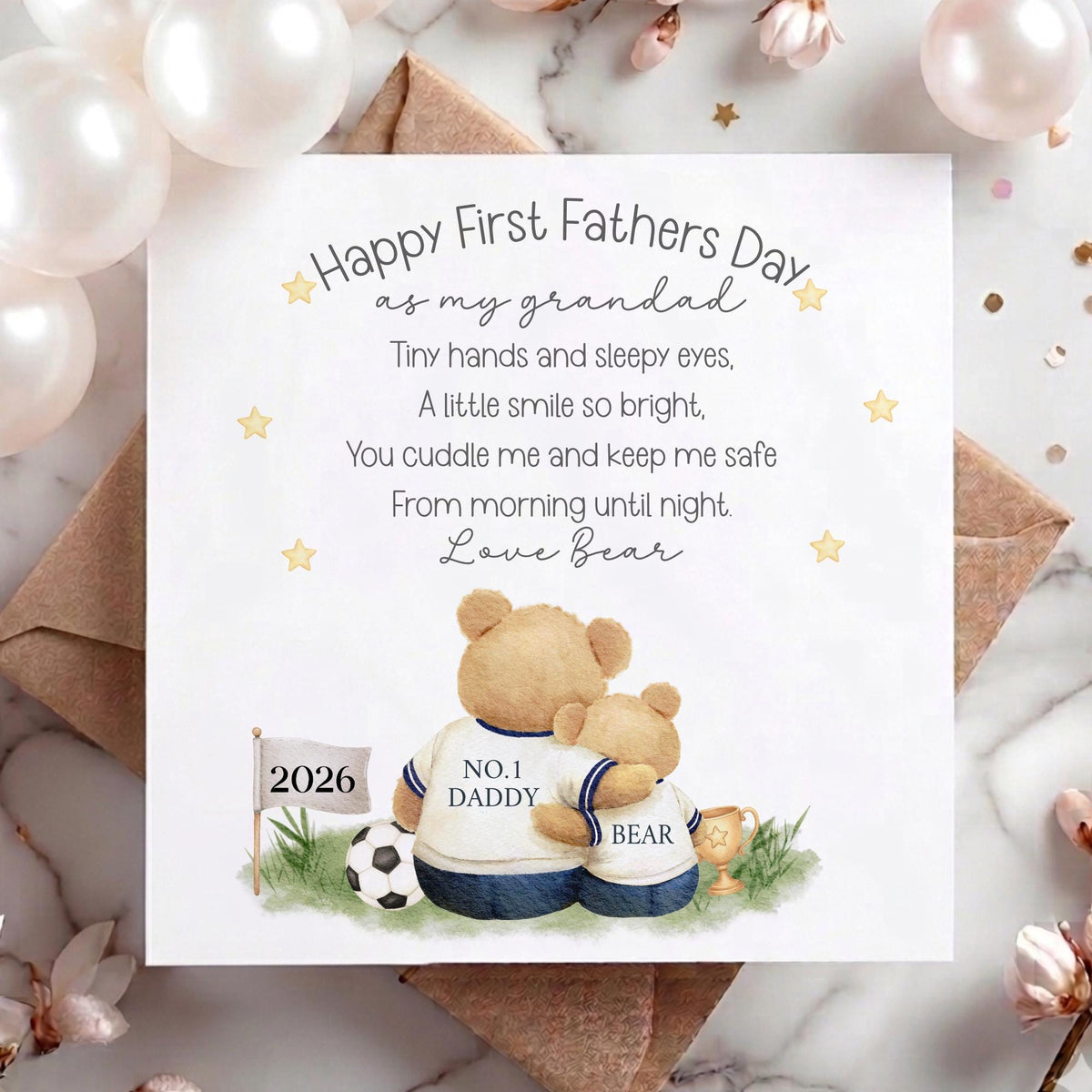 Teddy Footballer 1st Father's Day Card as My Daddy – Team Colours – photo 2