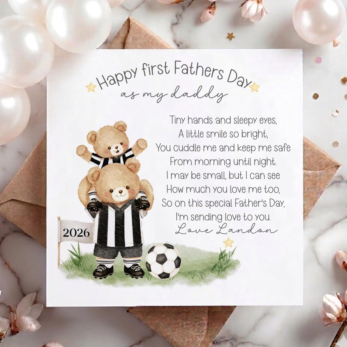 Teddy Footballer Bunting 1st Father's Day Card as My Daddy – photo 4