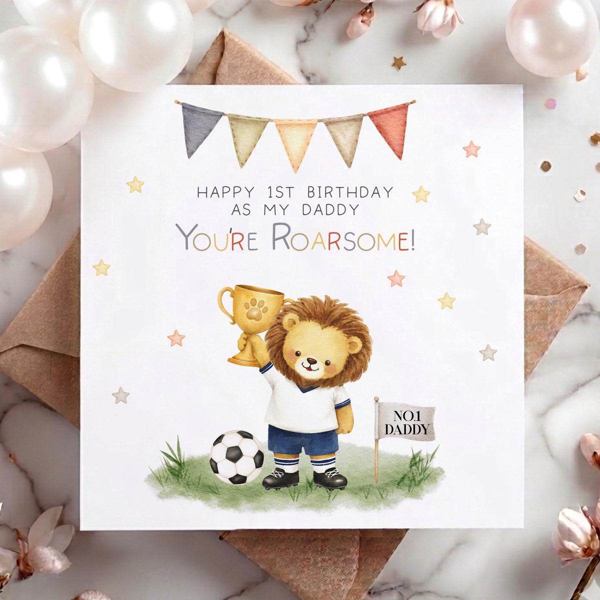 Lion Footballer You're Roarsome 1st Birthday as My Daddy Card – Cotton and Twigg