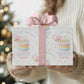 Girls rainbow cake birthday wrapping paper