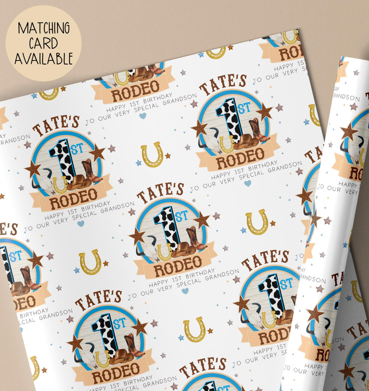 Boys cowgirl 1st birthday wrapping paper