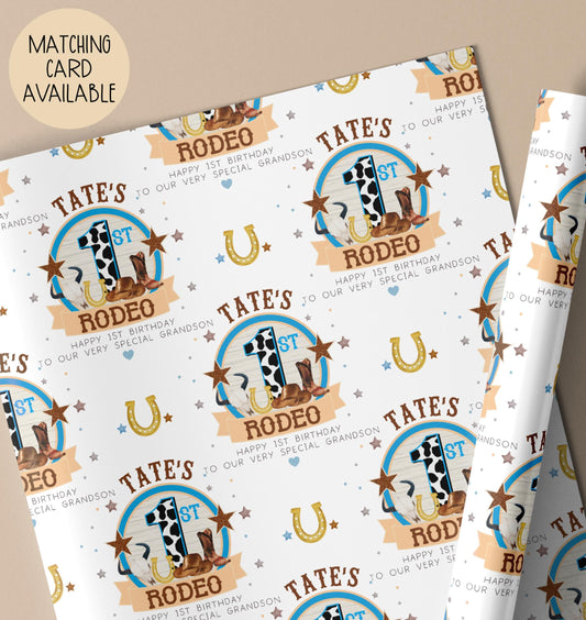 Boys cowgirl 1st birthday wrapping paper