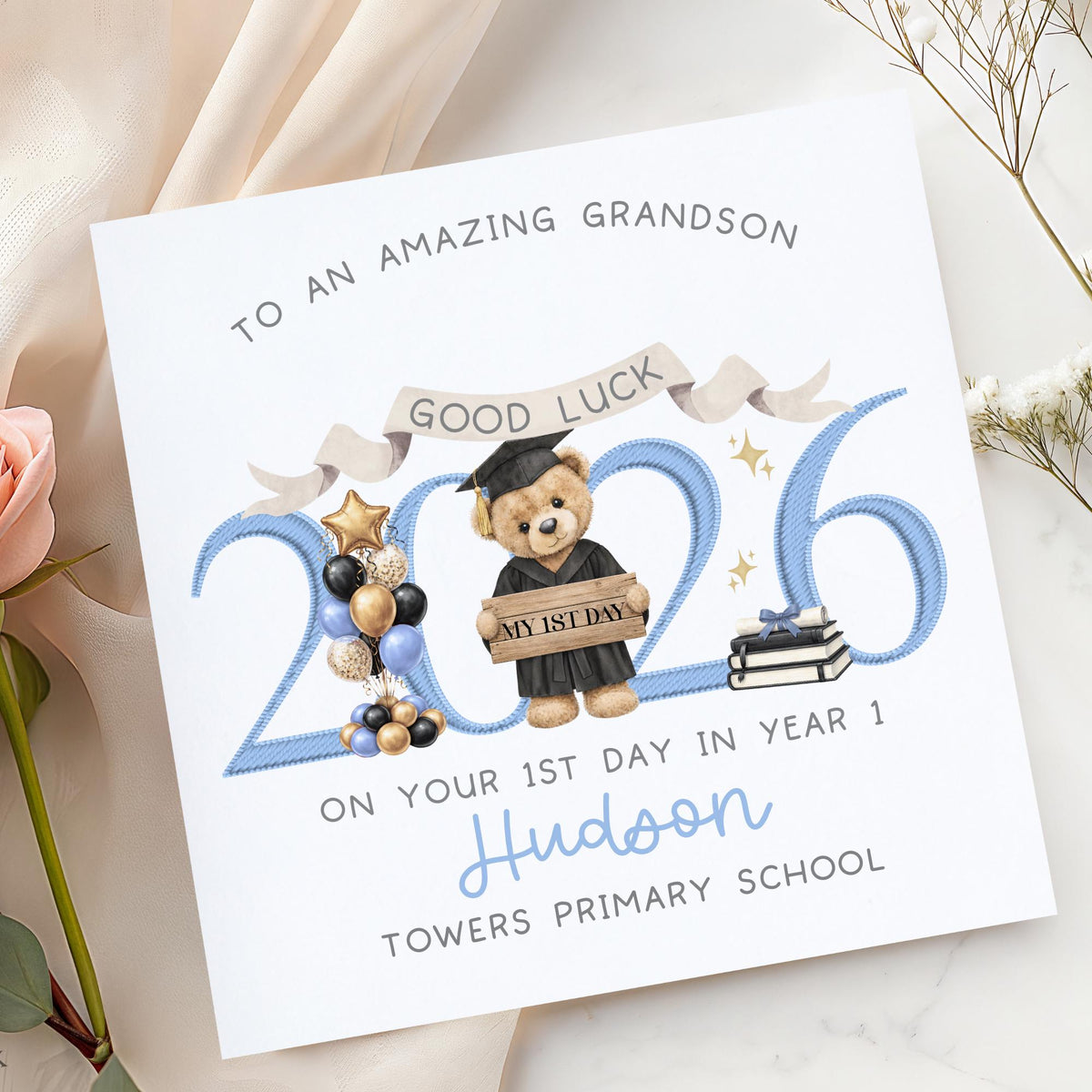Good Luck Teddy First Day at School Card – photo 2