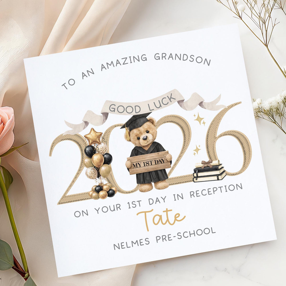 Good Luck Teddy First Day at School Card – photo 3