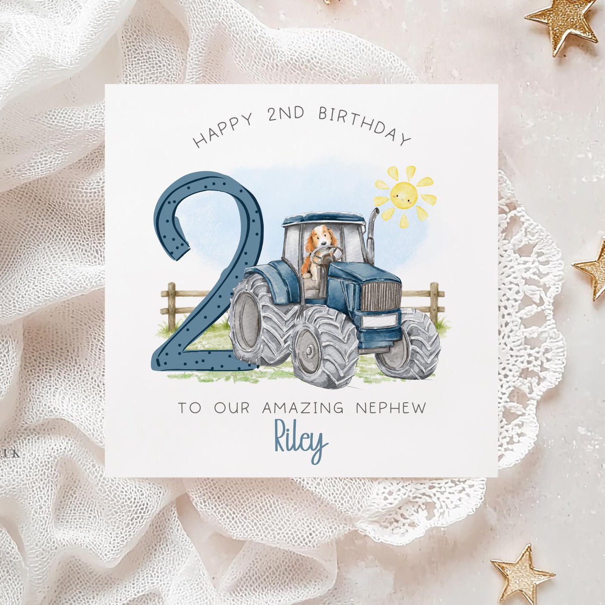 Blue Tractor 2nd Birthday Card for Boys – photo 3