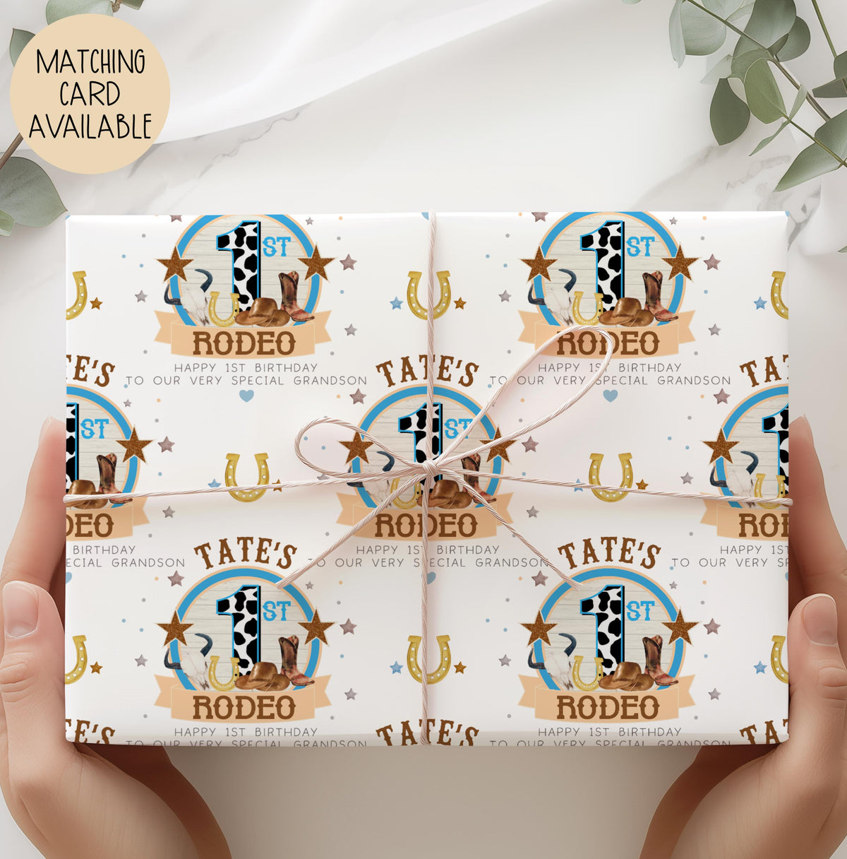 Boys cowgirl 1st birthday wrapping paper