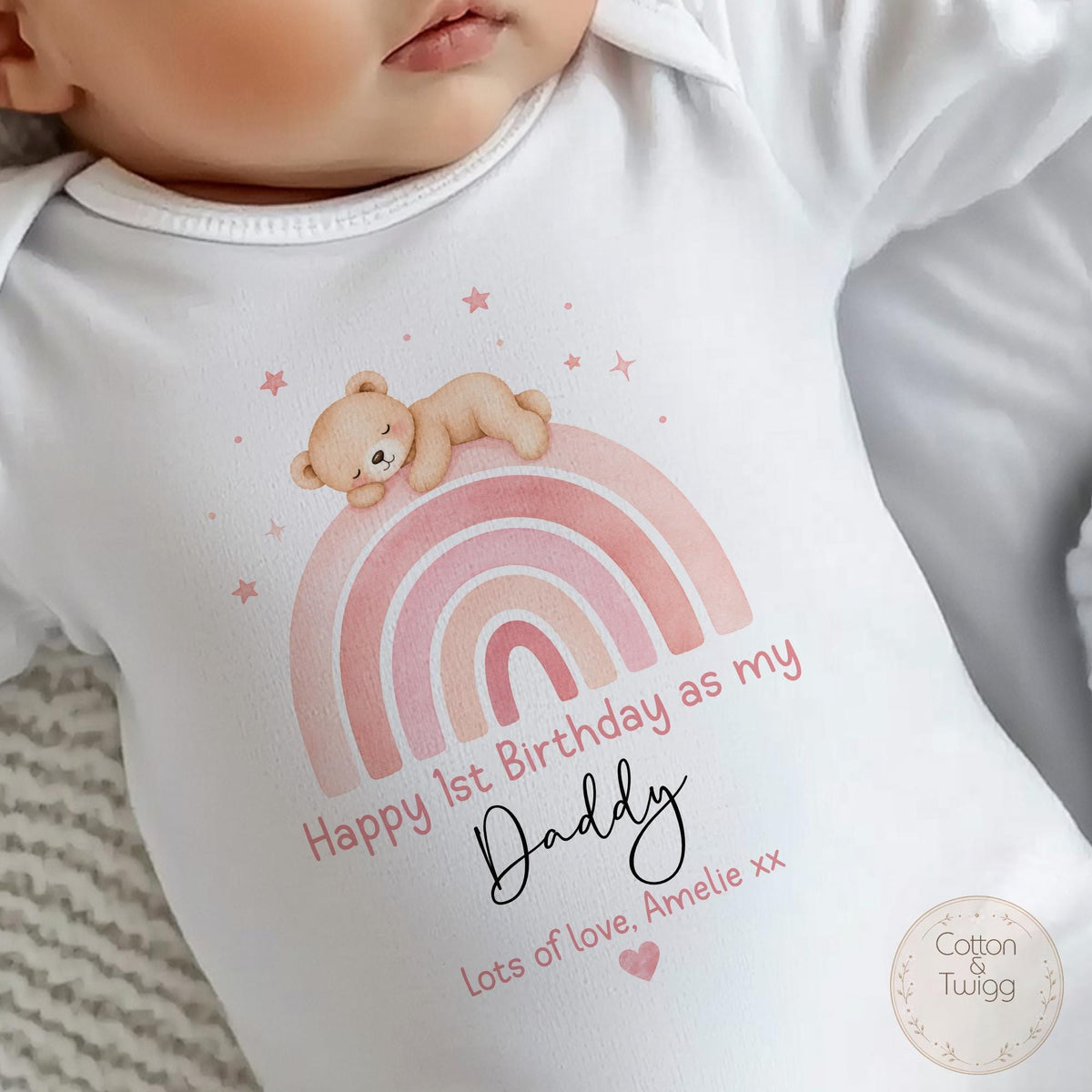 Pink Rainbow Teddy Daddy Birthday T-shirt