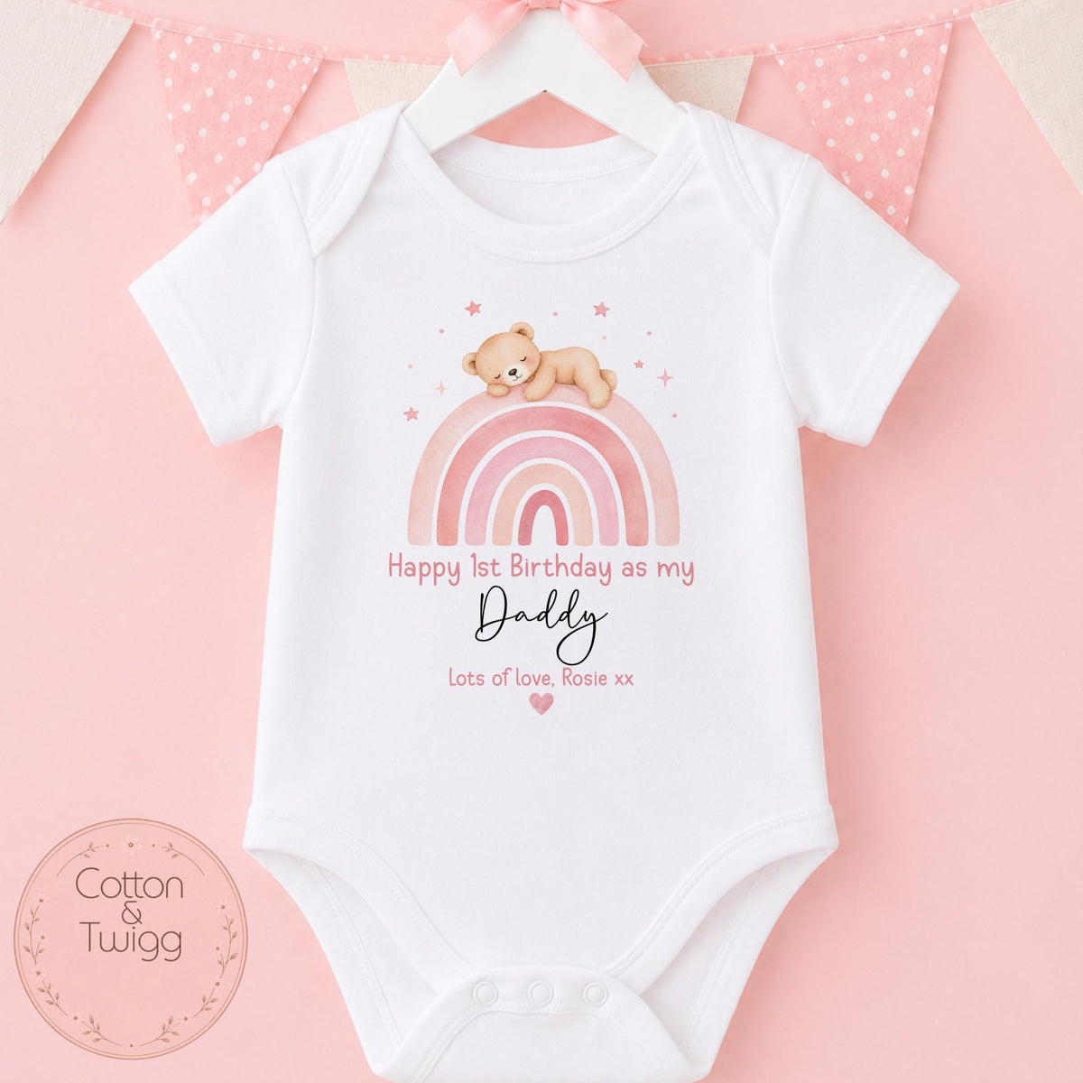 Pink Rainbow Teddy Daddy Birthday T-shirt