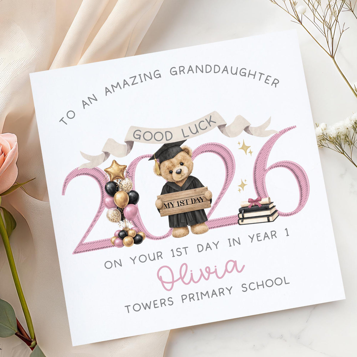 Good Luck Teddy First Day at School Card – Cotton and Twigg