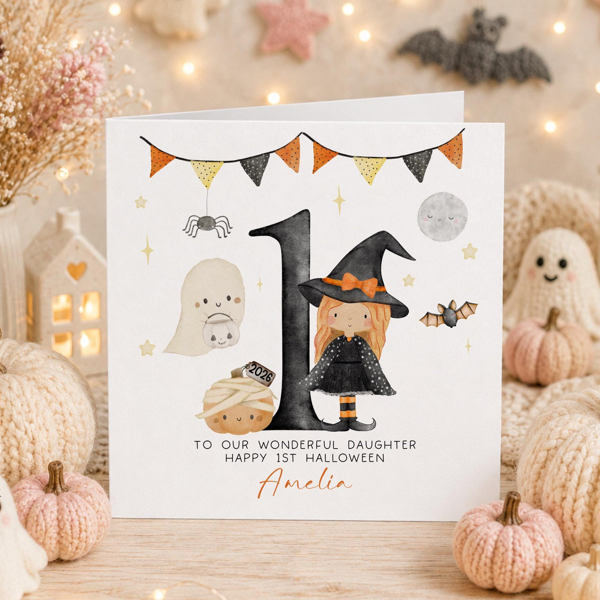 Little Witch Baby Girl's 1st Halloween Card – Cotton and Twigg