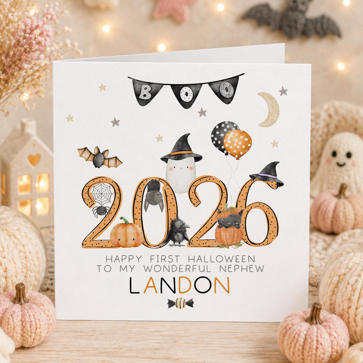 Black Cat & Pumpkins Baby's 1st Halloween Card 2026 – photo 3