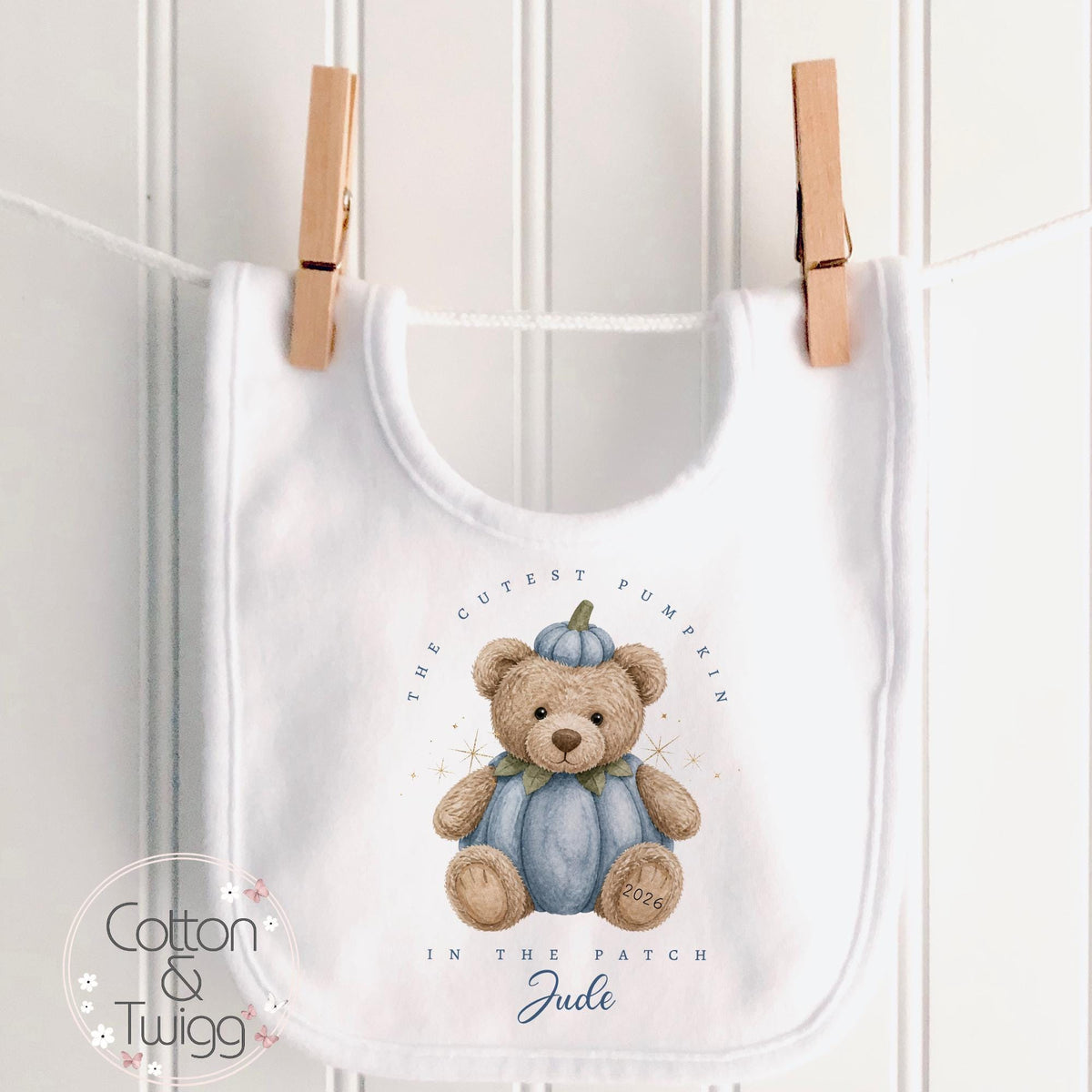 Blue Pumpkin Bear Halloween Sleepsuit