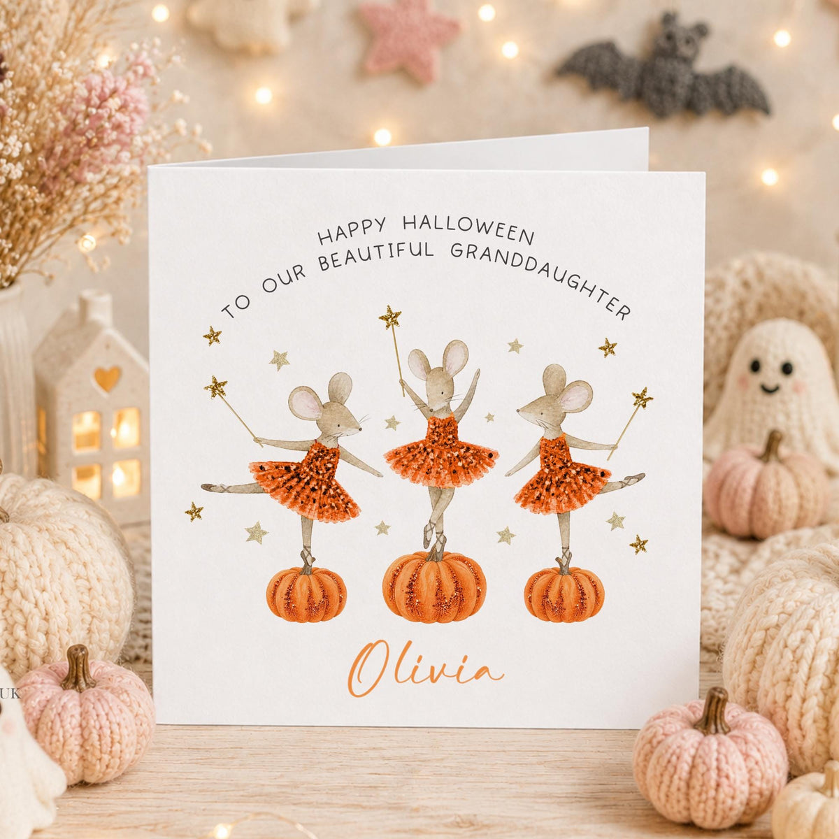 Ballerina Mice & Pumpkins Halloween Card for Girls – Cotton and Twigg