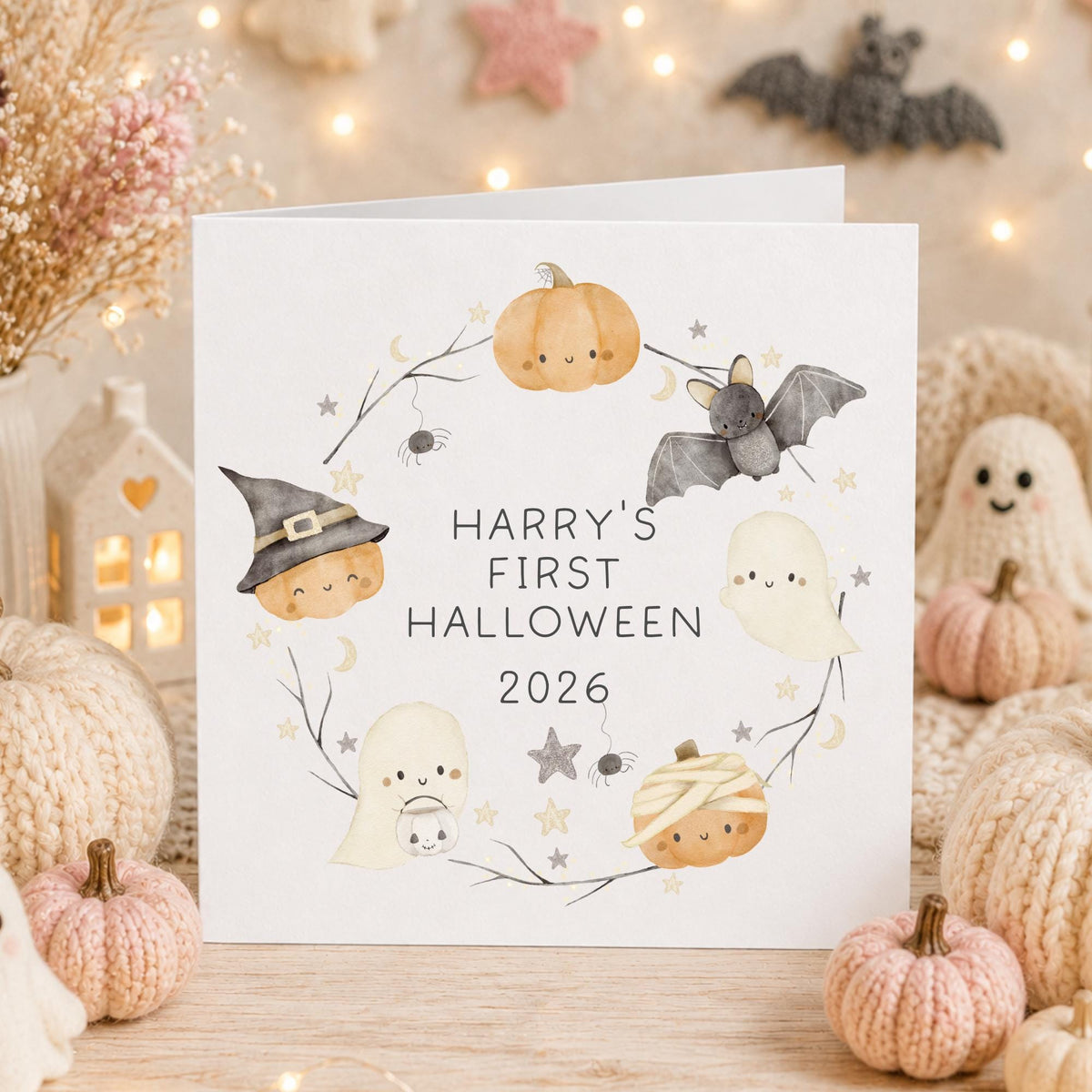 Halloween Wreath Baby's 1st Halloween Card 2026 – Cotton and Twigg
