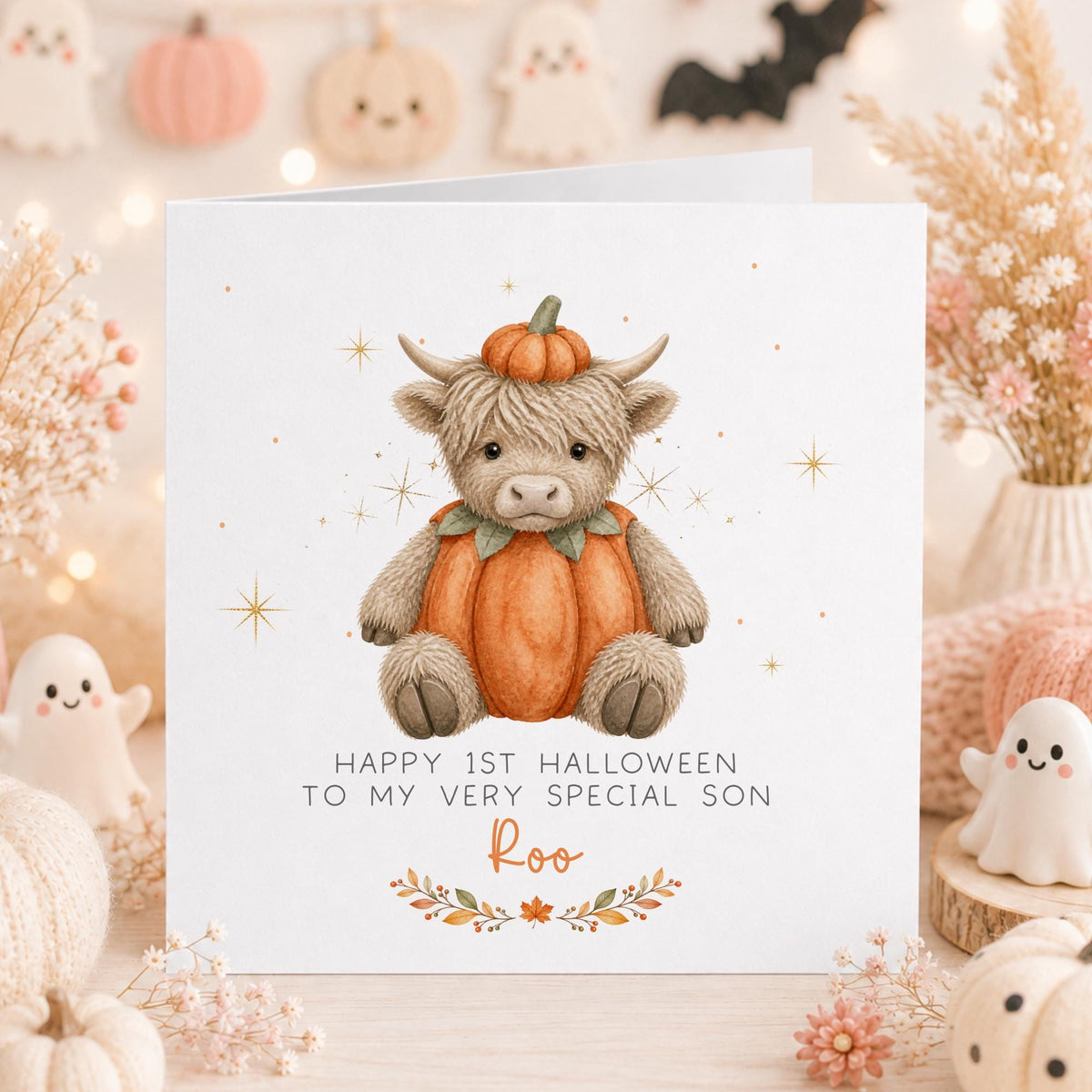Highland Cow Pumpkin Baby's 1st Halloween Card – photo 2