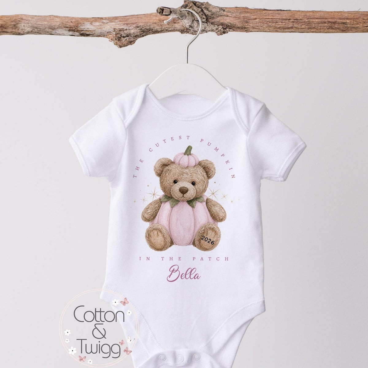 Pink Pumpkin Bear Halloween Sleepsuit