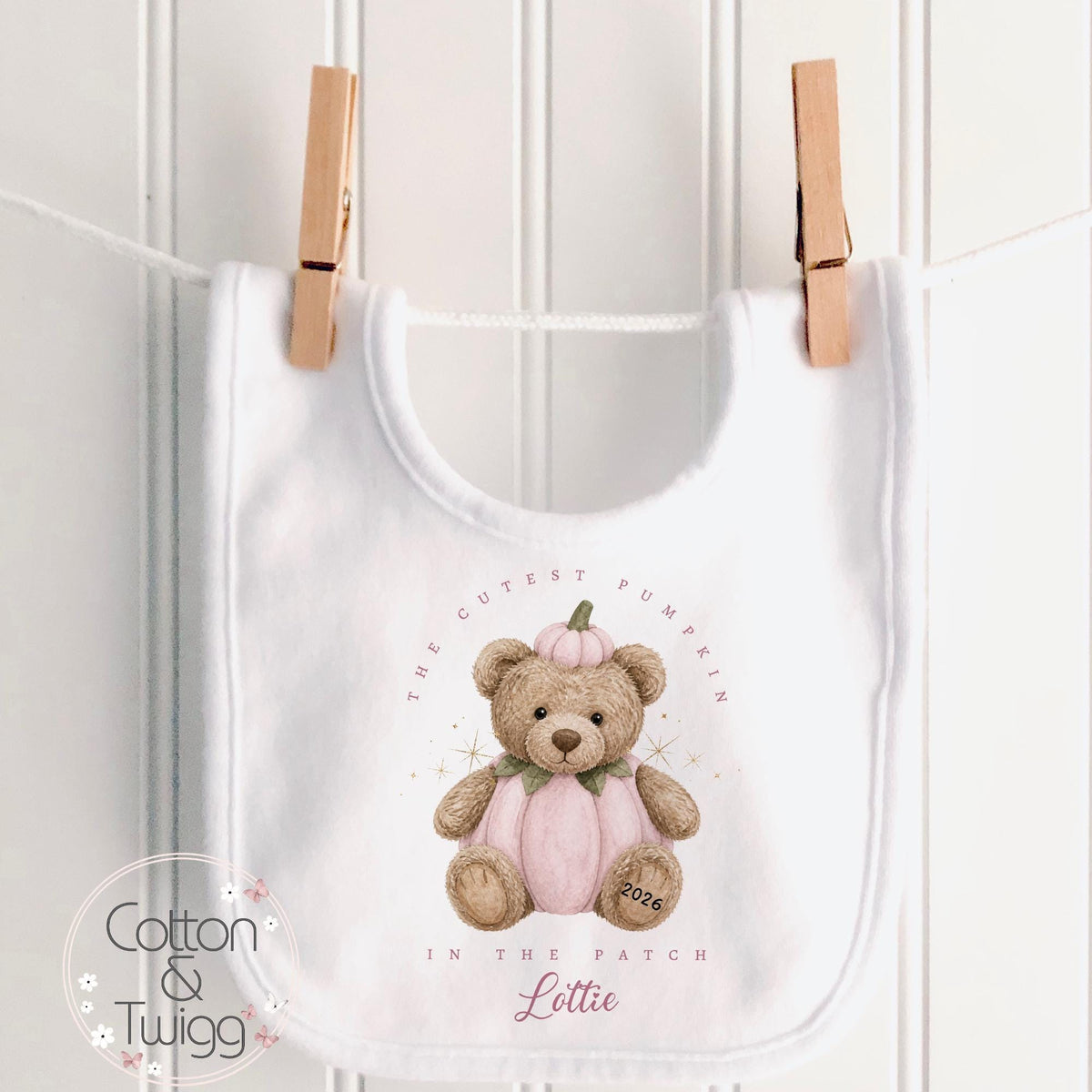 Pink Pumpkin Bear Halloween Sleepsuit