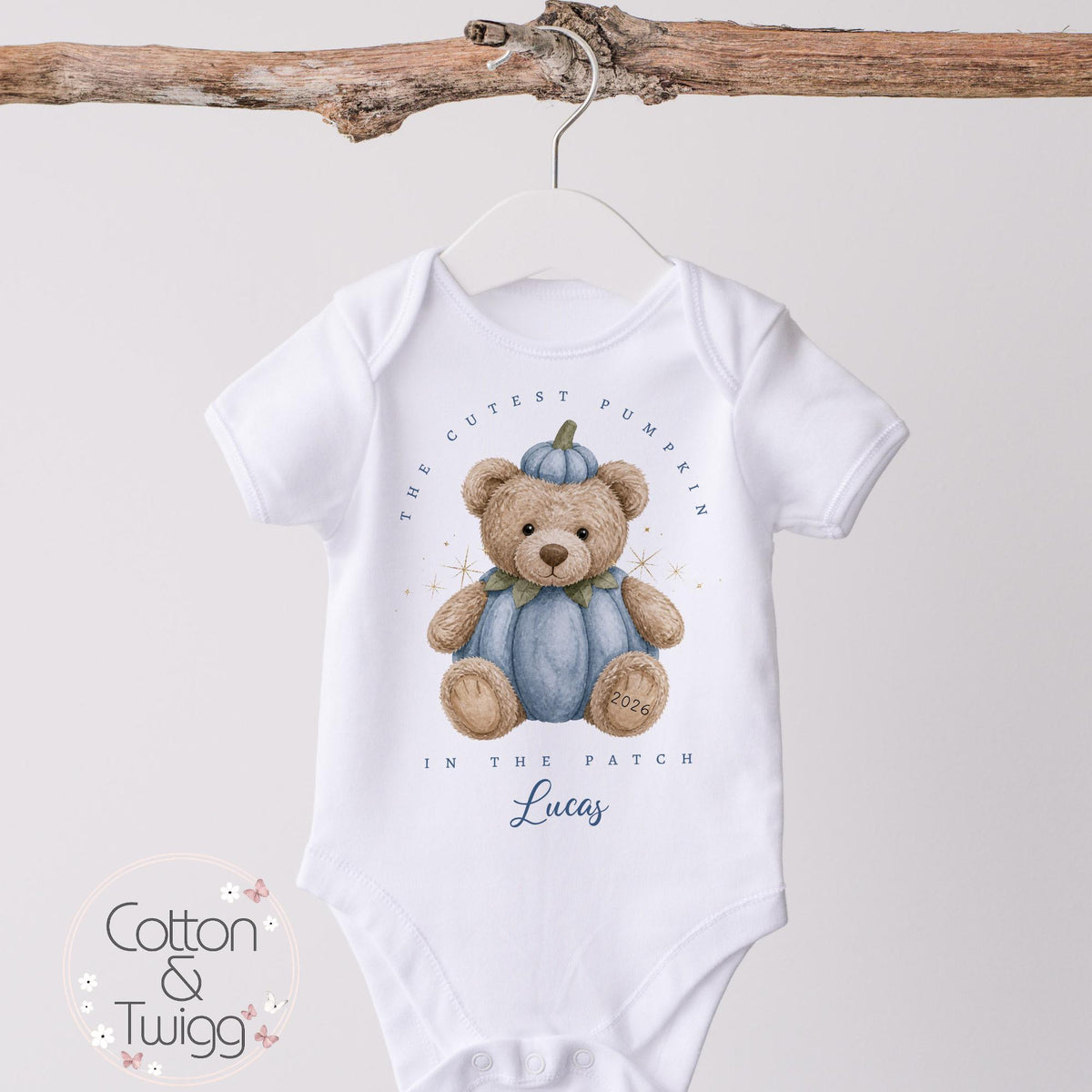 Blue Pumpkin Bear Halloween Sleepsuit