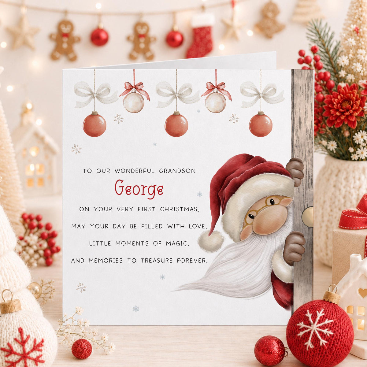 Peeking Santa Baby's First Christmas Card – Cotton and Twigg