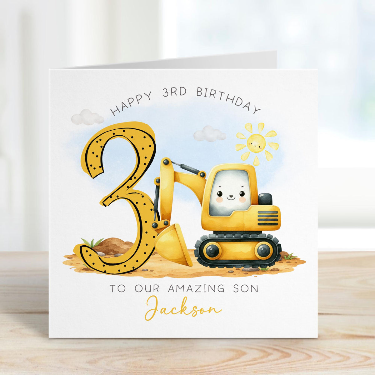 Yellow Digger 2nd Birthday Card for Boys – photo 3