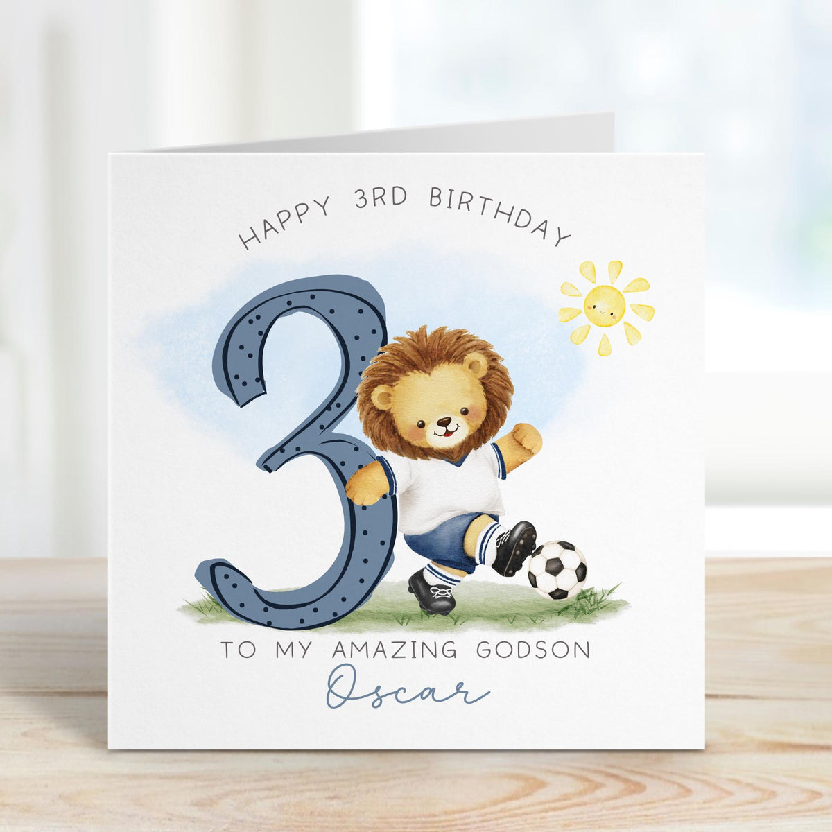 Lion Footballer 2nd Birthday Card for Boys – photo 3