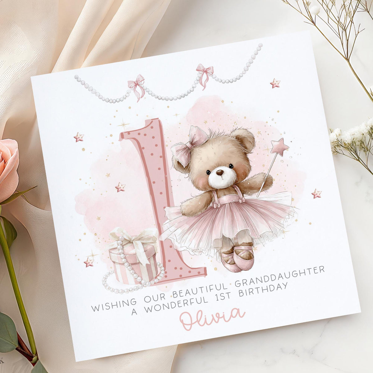 Pink Ballerina Teddy 2nd Birthday Card for Girls – photo 2