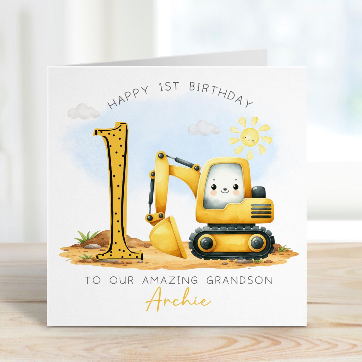 Yellow Digger 3rd Birthday Card for Boys – photo 3