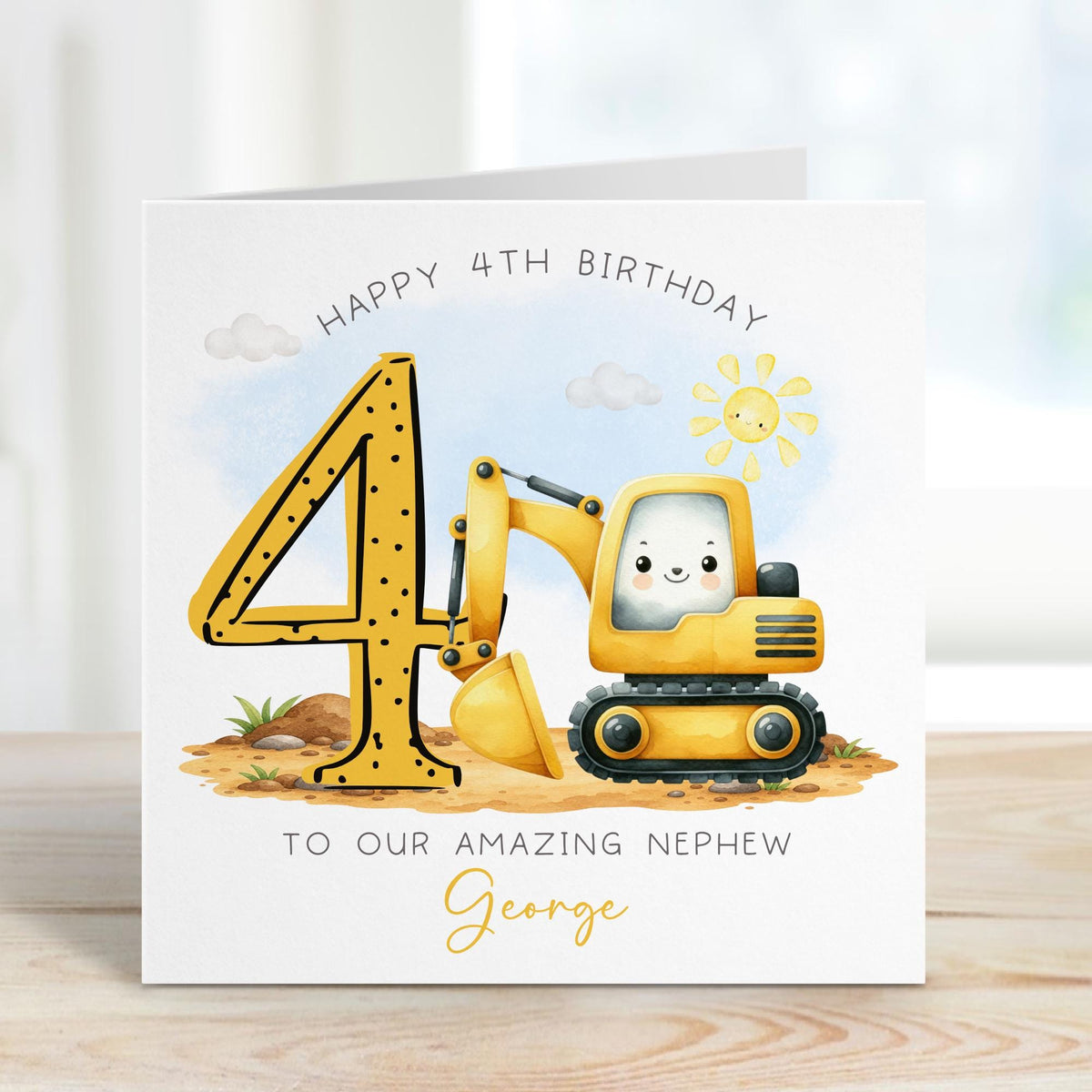 Yellow Digger 1st Birthday Card for Boys – photo 4