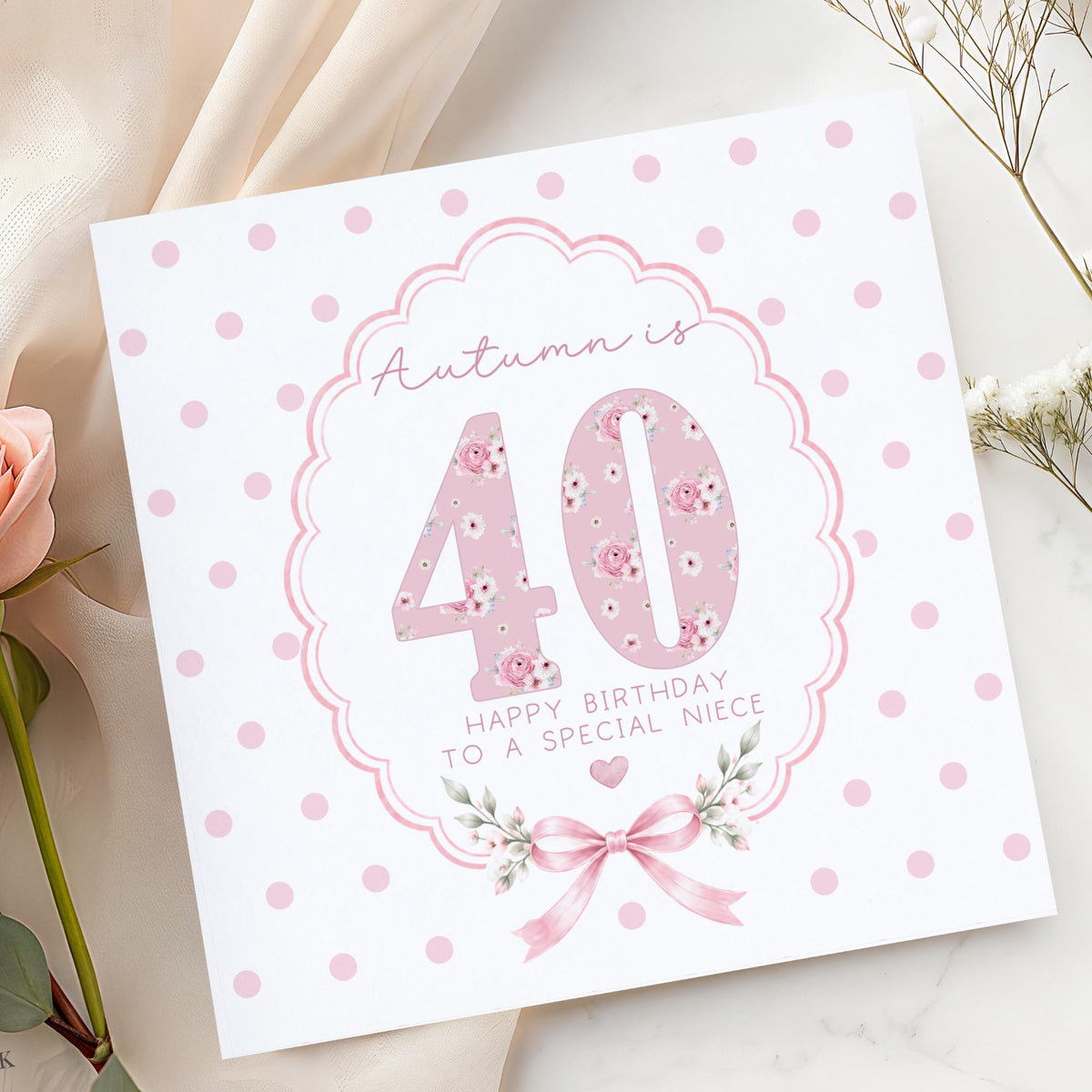 Pink Floral Numbers & Bow 21st Birthday Card – photo 5