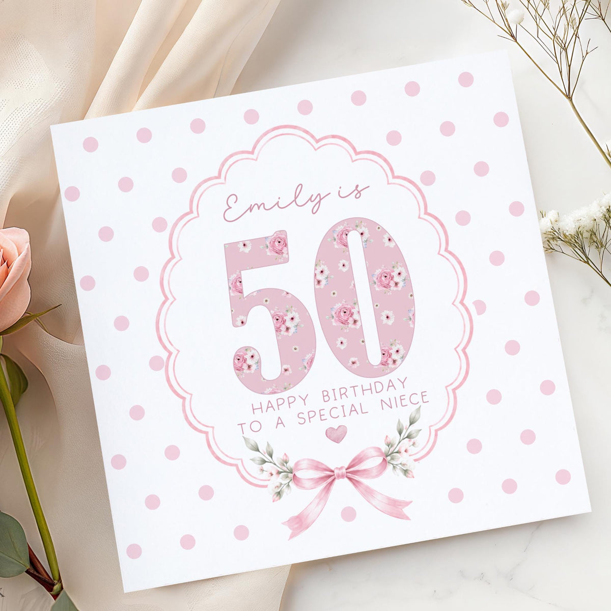 Pink Floral Numbers & Bow 21st Birthday Card – photo 6