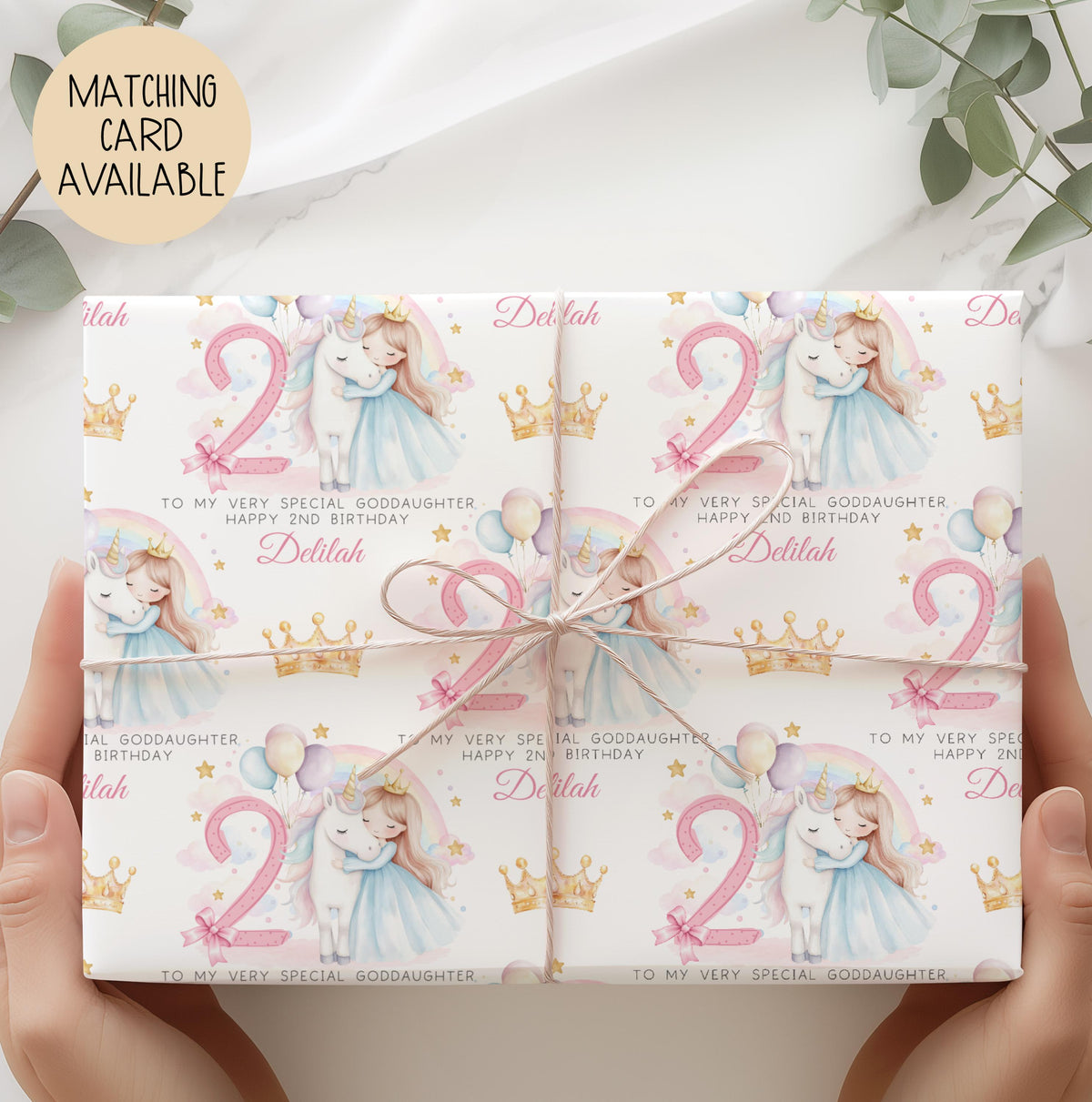 Kids unicorn 3rd birthday wrapping paper