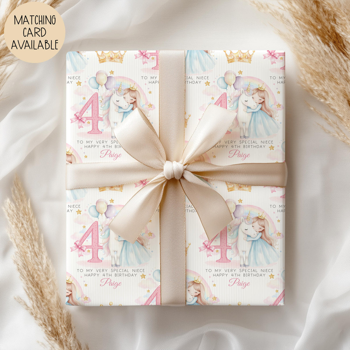 Kids unicorn birthday wrapping paper