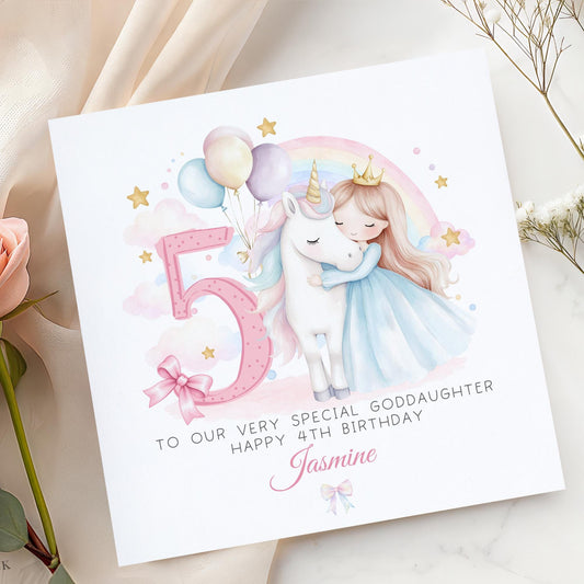 Princess Unicorn 5th Birthday Card for Girls – Cotton and Twigg