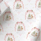 Girls pink bow and deer 1st Christmas wrapping paper