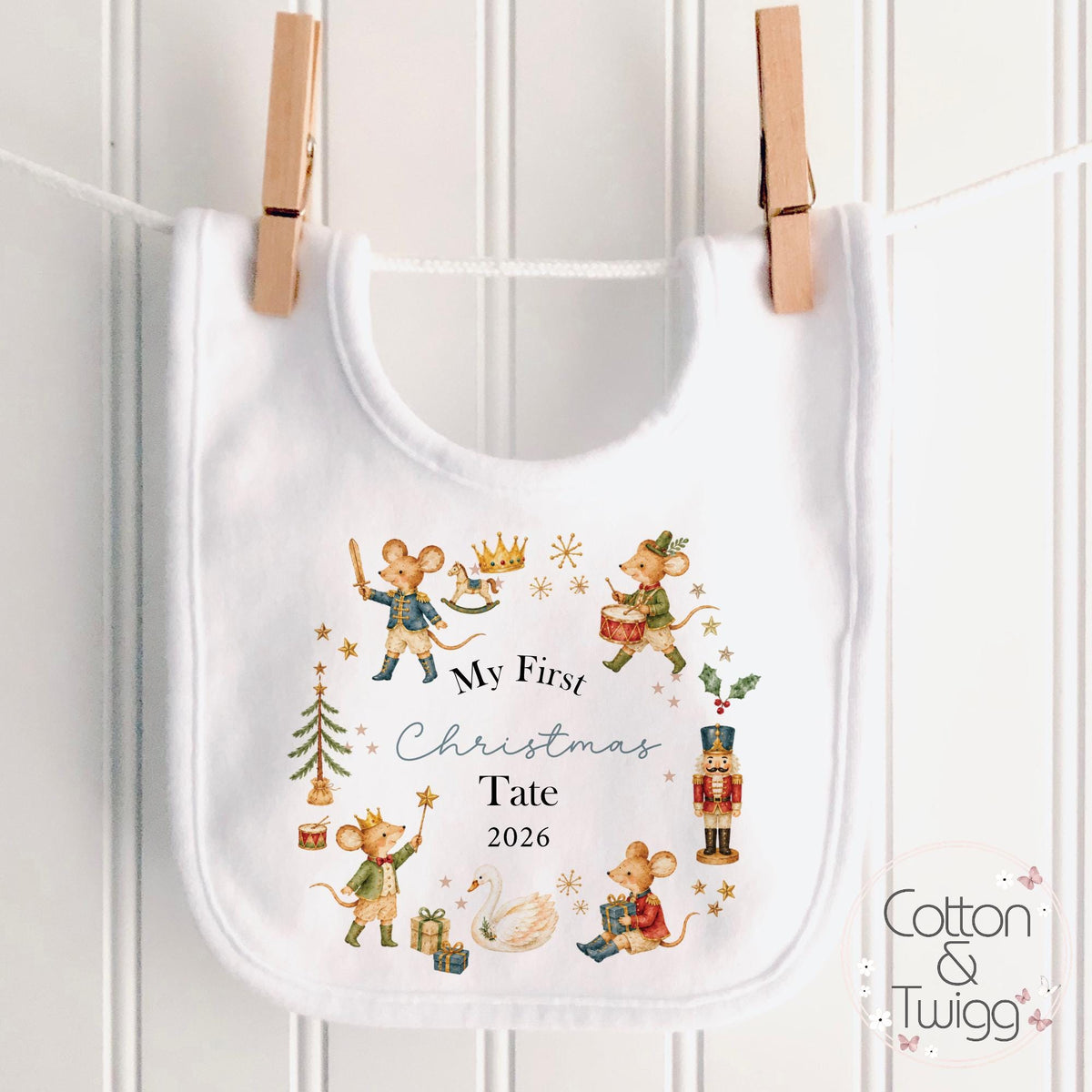 Nutcracker Mice Baby's First Christmas Sleepsuit, Vest & Bib